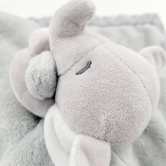 Carter's Gray Elephant Lovey Baby Security Blanket Plush Satin Edge 14" x 14" - Picture 5 of 12